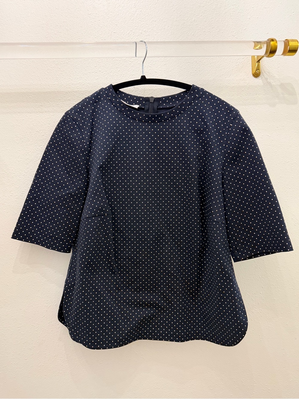 Akris Punto Women's Navy Polka Dot Short-Sleeve Top
